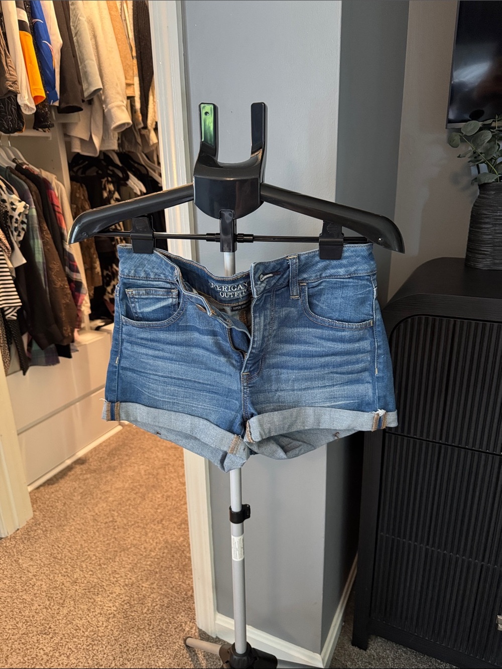 Women's Blue Denim Roll-Cuff Shorts